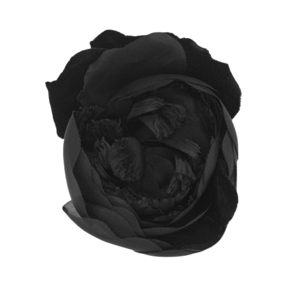 (W) 생로랑 스몰 와일드 로즈 브로치 크러쉬드 벨벳 앤 메탈 블랙((W) Saint Laurent Small Wild Rose Brooch In Crushed Velvet And Metal Black) - 1