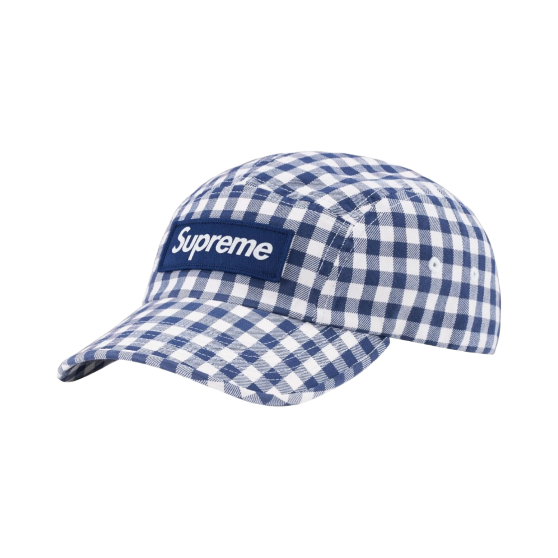 슈프림 깅엄 캠프캡 네이비 - 23SS(Supreme Gingham Camp Cap Navy - 23SS)