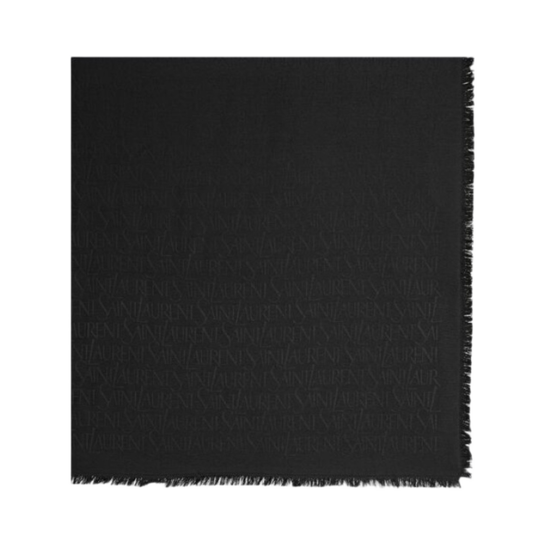 737930-3YN21-1000 Saint Laurent Large Square Scarf in Silk and Wool Jacquard Black