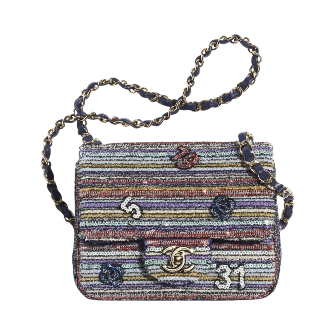 샤넬 미니 플랩백 시퀸 믹스드 파이버 & 골드 메탈 멀티컬러(Chanel Mini Flap Bag Sequins Mixed Fibers & Gold Multicolor) - 1
