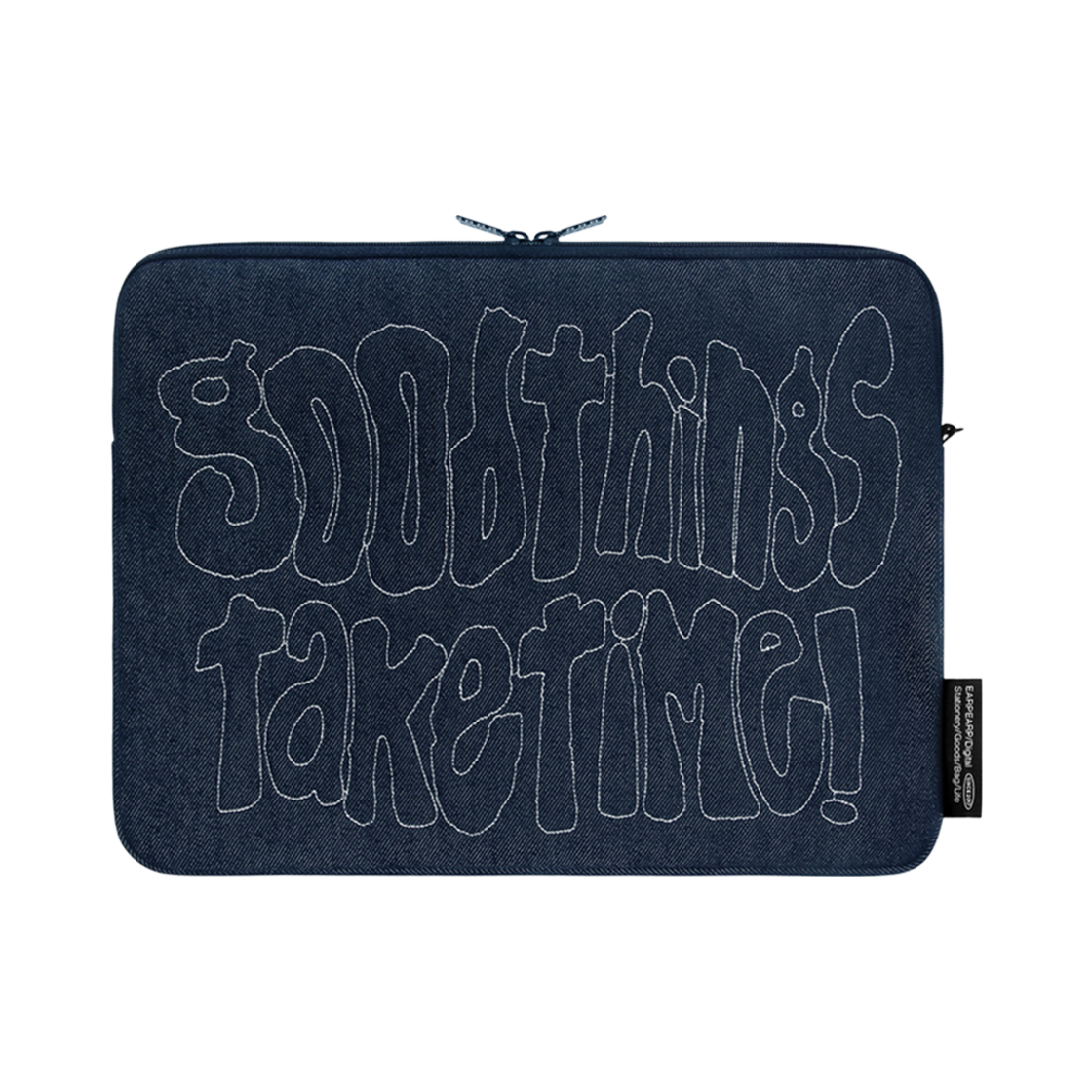 E2304_0370 earpearp Good Things Take Time Notebook Pouch Denim