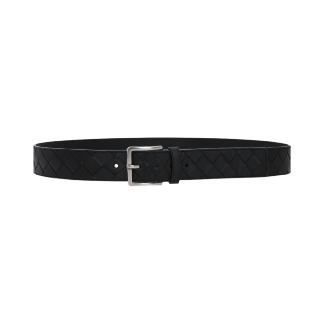 보테가 베네타 인트레치아토 레더 벨트 블랙 실버(Bottega Veneta Intrecciato Leather Belt Black Silver)