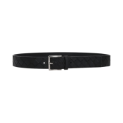 Bottega Veneta Intrecciato Leather Belt Black Silver