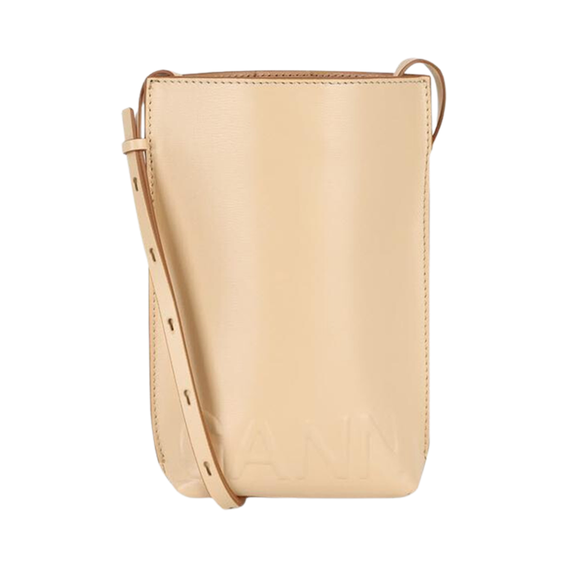 A5435-482 Ganni Small Banner Crossbody Bag Butter Cream