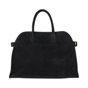The Row Soft Margaux 15 Bag in Suede Black