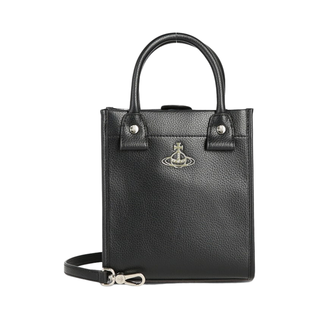 4204007N-S000D-N403 Vivienne Westwood Teddy Re-Vegan Grain Orb Logo Small Tote Bag Black