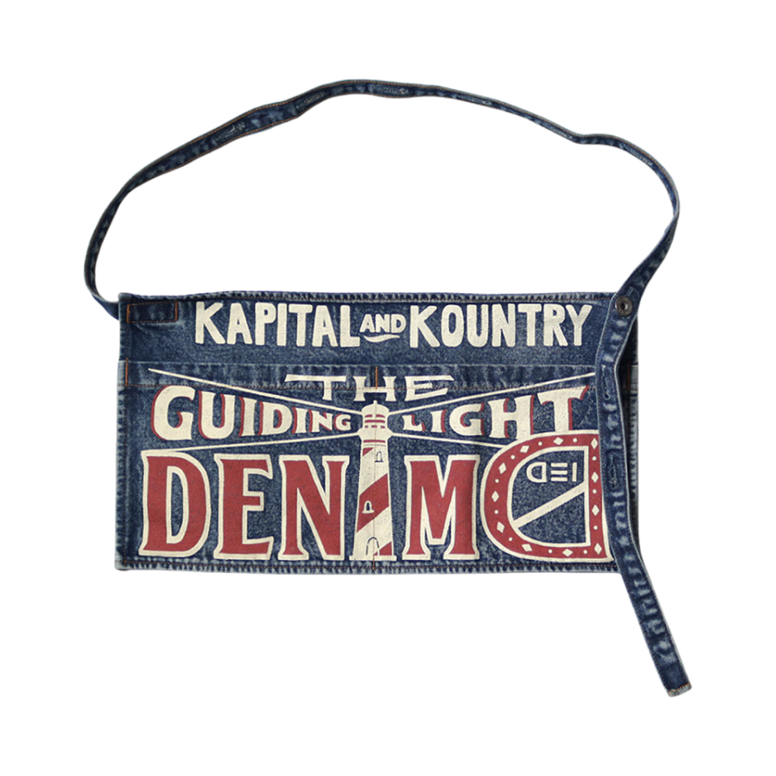 캐피탈 13온즈 데님 데미지드 숏 에이프런 구이디 라이트 Pt 프로세싱(Kapital 13 oz. Denim Damaged Short Apron Guidi Light Pt Processing)