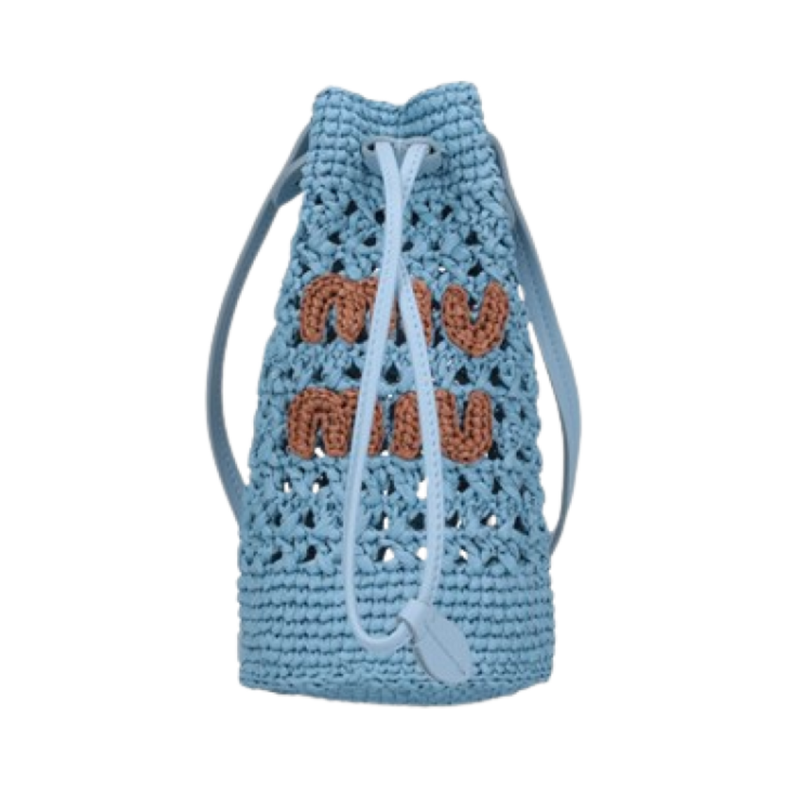 미우 미우 라피아 미니 버킷백 셀레스트 꼬냑(Miu Miu Raffia Mini Bucket Bag Celeste Cognac)