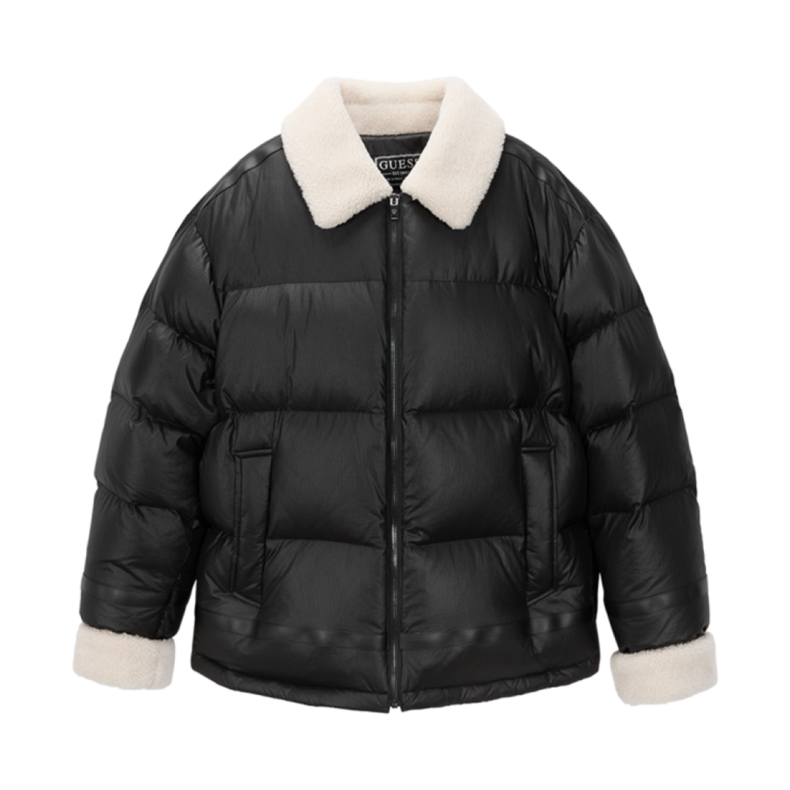 (W) 게스 보아 믹스 다운 점퍼 블랙((W) Guess Boa Mix Down Jumper Black)
