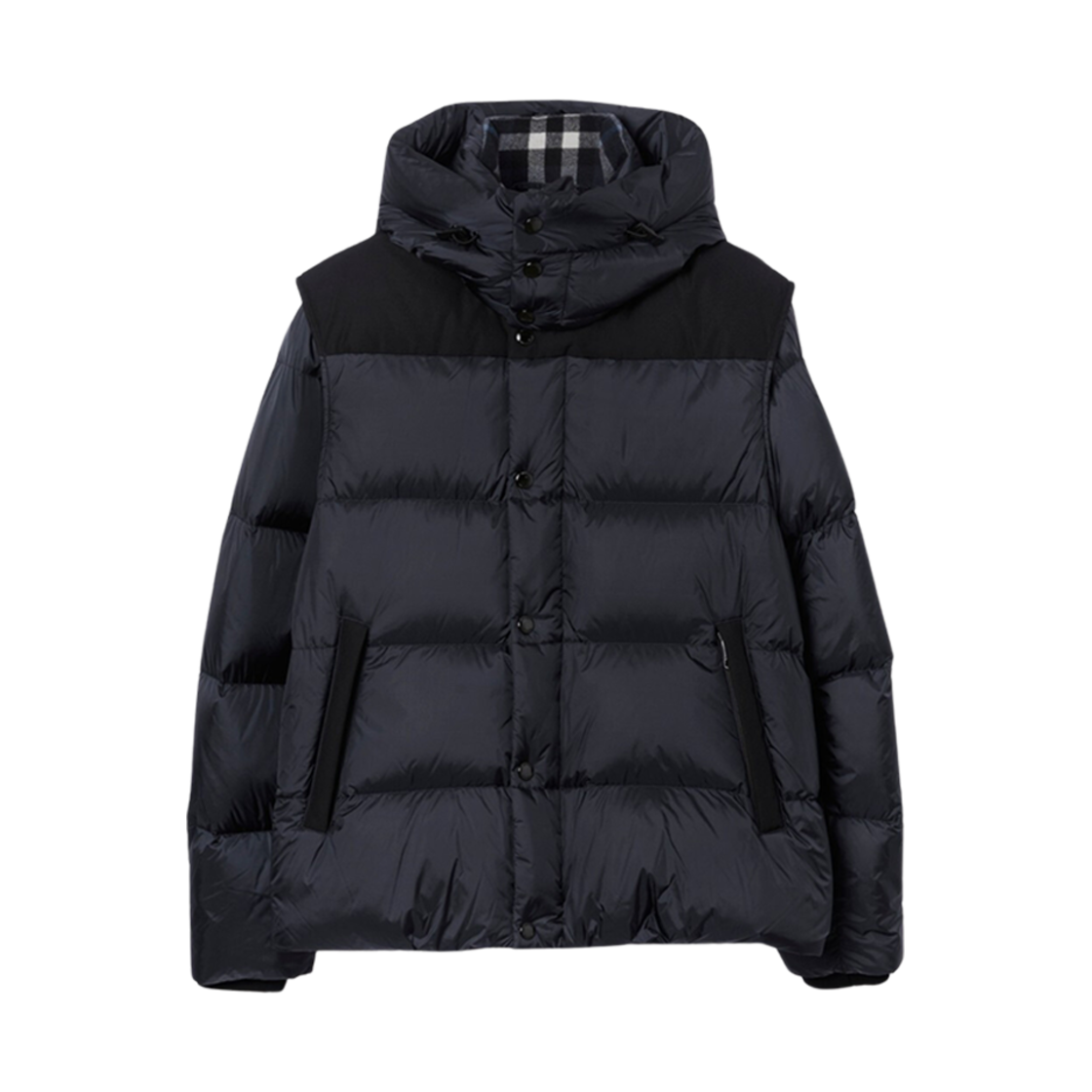 8083971 Burberry Detachable Sleeve Nylon Puffer Jacket Navy - 대표 이미지 #1
