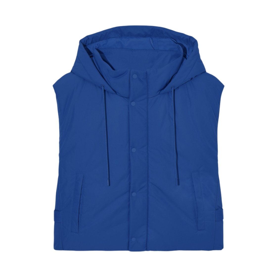 1194031002 COS Buckled Side Padded Hooded Gilet Bright Blue