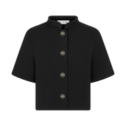 (W) Dior Cropped Jacket Virgin Wool Knit Black