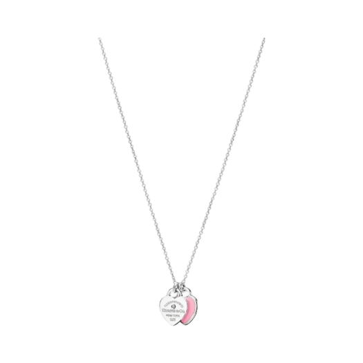 Tiffany & Co. Return To Tiffany Pink Double Heart Tag Pendant Mini Sterling Silver with Diamonds