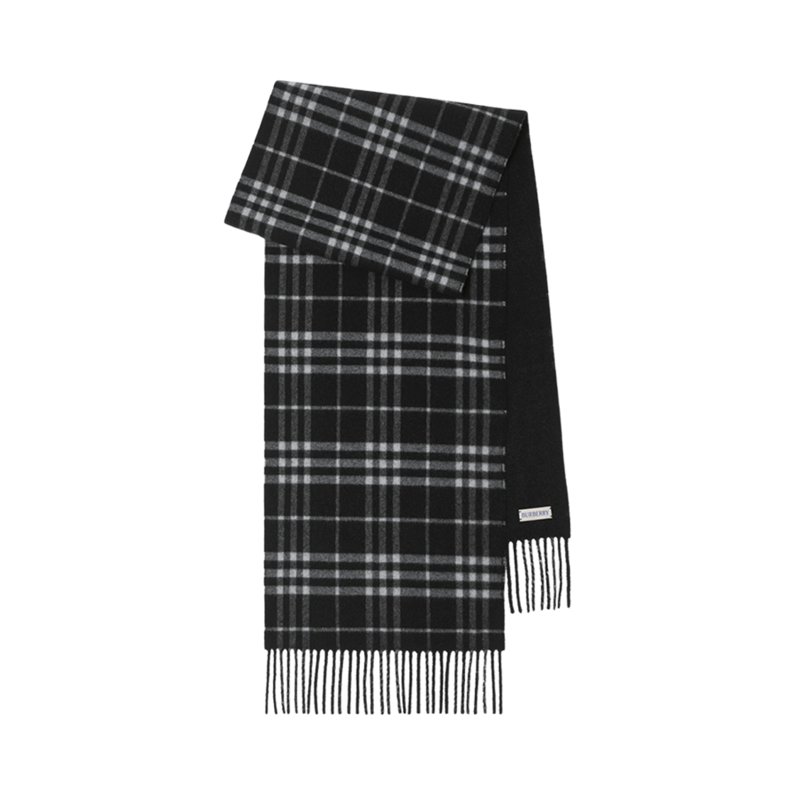 8099639 Burberry Reversible Check Cashmere Muffler Black Calico
