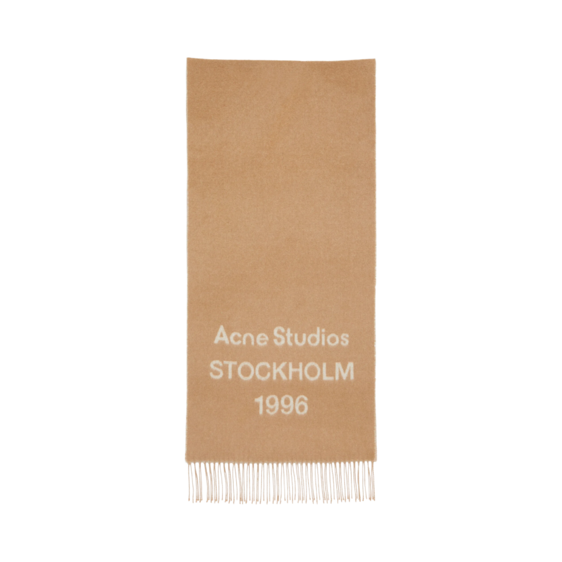 CA0367-CPQ Acne Studios Logo Jacquard Wool Muffler Camel Ecru