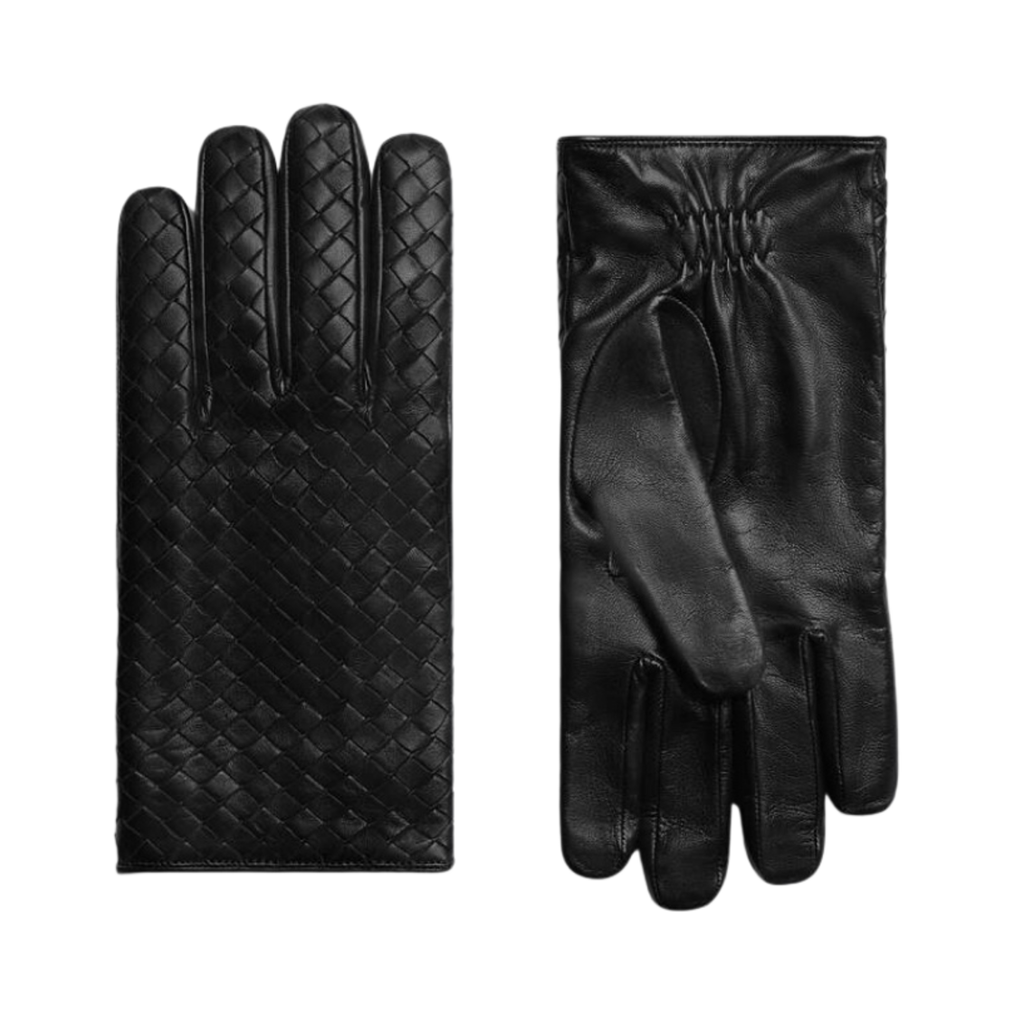 보테가 베네타 인트레치아토 레더 글러브 블랙