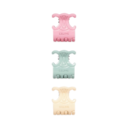 (W) Celine Triomphe Colored Hair Claws in Varnish Brass & Steel Light Pink Mint Vanilla - Set of 3