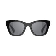 Chanel Square Sunglasses Acetate & Black Frame Grey Lenses Asian Fit