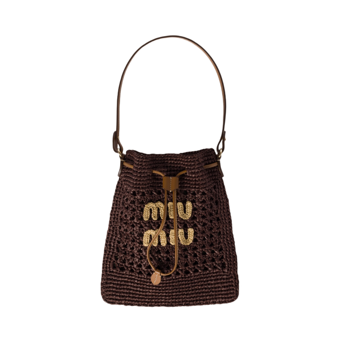 미우 미우 우븐 패브릭 미니백 코코아 브라운 내츄럴(Miu Miu Woven Fabric Mini Bag Cocoa Brown Natural)