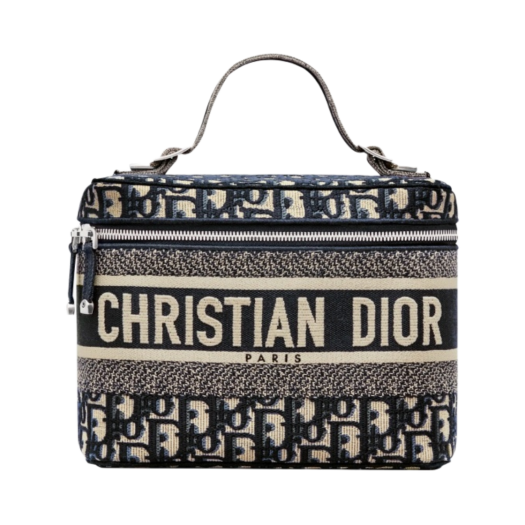Dior Travel Vanity Case Blue Dior Oblique Embroidery