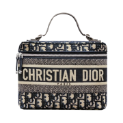 Dior Travel Vanity Case Blue Dior Oblique Embroidery