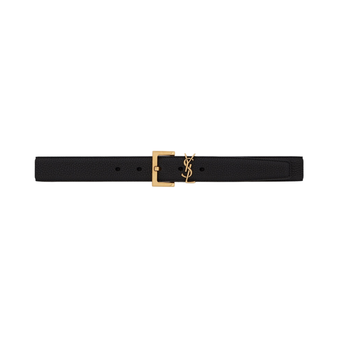 (W) 생로랑 카산드라 벨트 스퀘어 버클 그레인 레더 블랙((W) Saint Laurent Cassandre Belt with Square Buckle in Grained Leather Black)