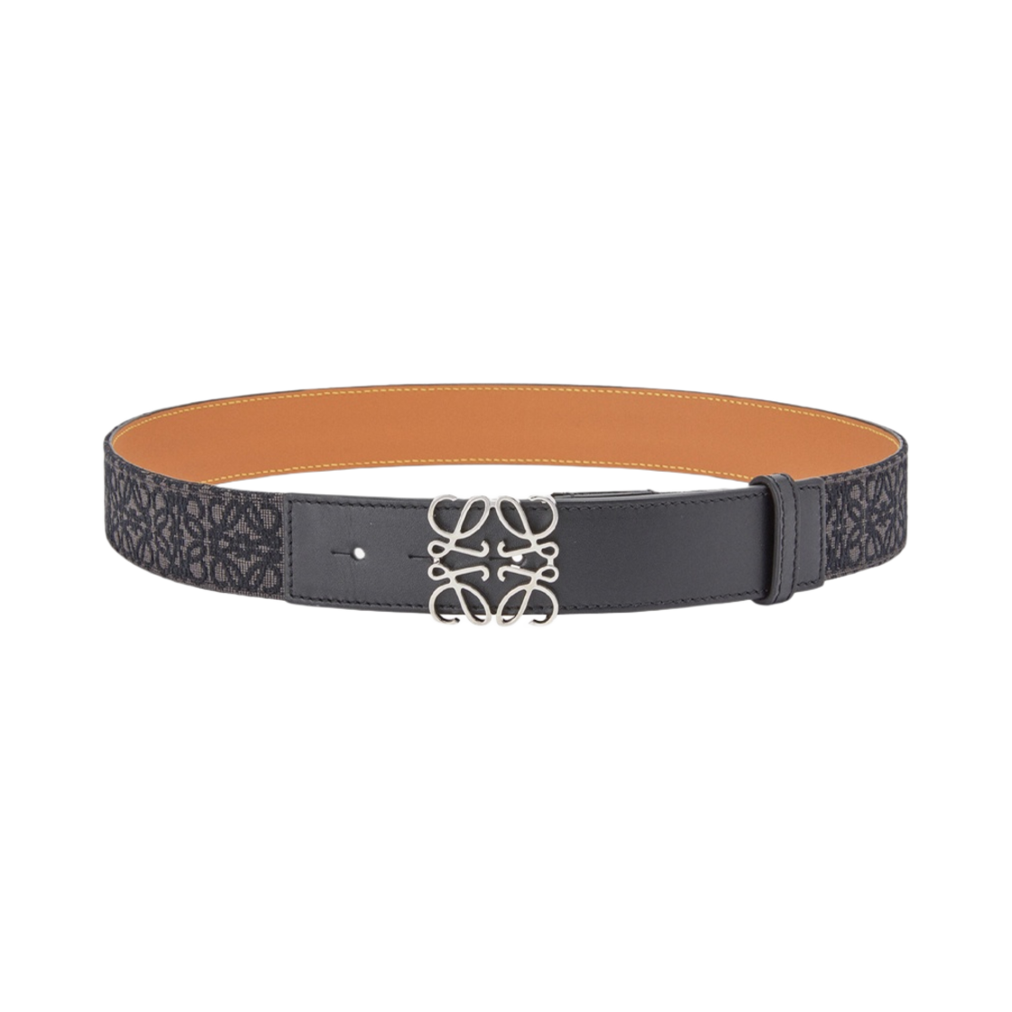 로에베 아나그램 벨트 자카드 앤 카프스킨 앤트러사이트 블랙 팔라듐(Loewe Anagram Belt in Jacquard and Calfskin Anthracite Black Palladium) - 1
