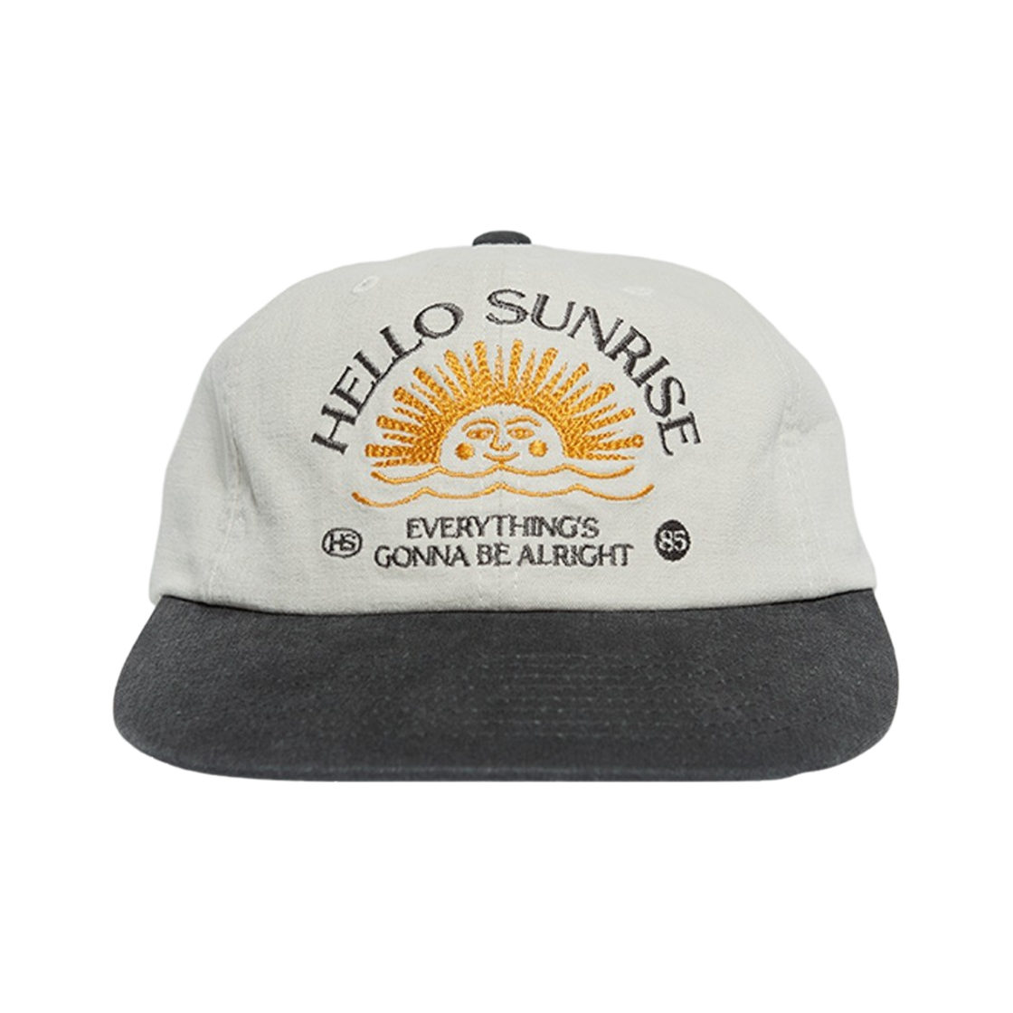 헬로선라이즈 워시드 HS 아치 로고 6패널 캡 오트밀 베이지 차콜(Hello Sunrise Washed HS Arch Logo 6Panel Cap Oatmeal Beige & Charcoal)