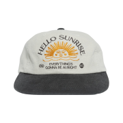 Hello Sunrise Washed HS Arch Logo 6Panel Cap Oatmeal Beige & Charcoal