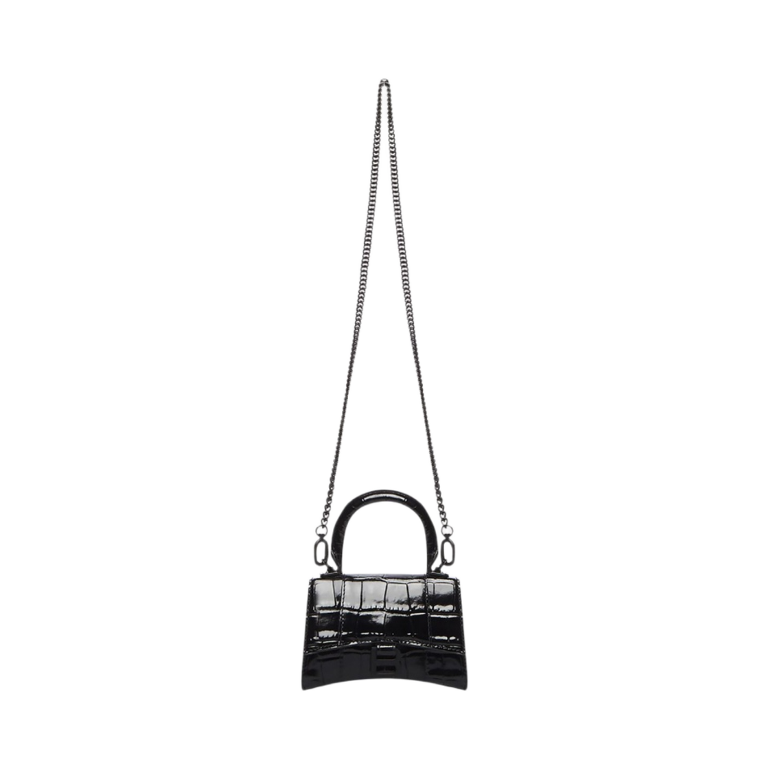 발렌시아가 크로커다일 엠보스 카프스킨 아워글래스 미니 체인 핸드백 블랙(Balenciaga Crocodile Embossed Calfskin Hourglass Mini Handbag with Chain Black) - 3