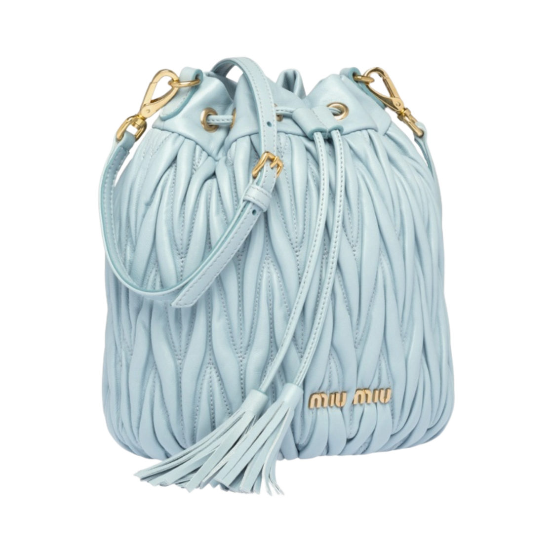 미우 미우 마테라쎄 가죽 버킷백 스카이 블루(Miu Miu Matelasse Nappa Leather Bucket Bag Sky Blue) - 2