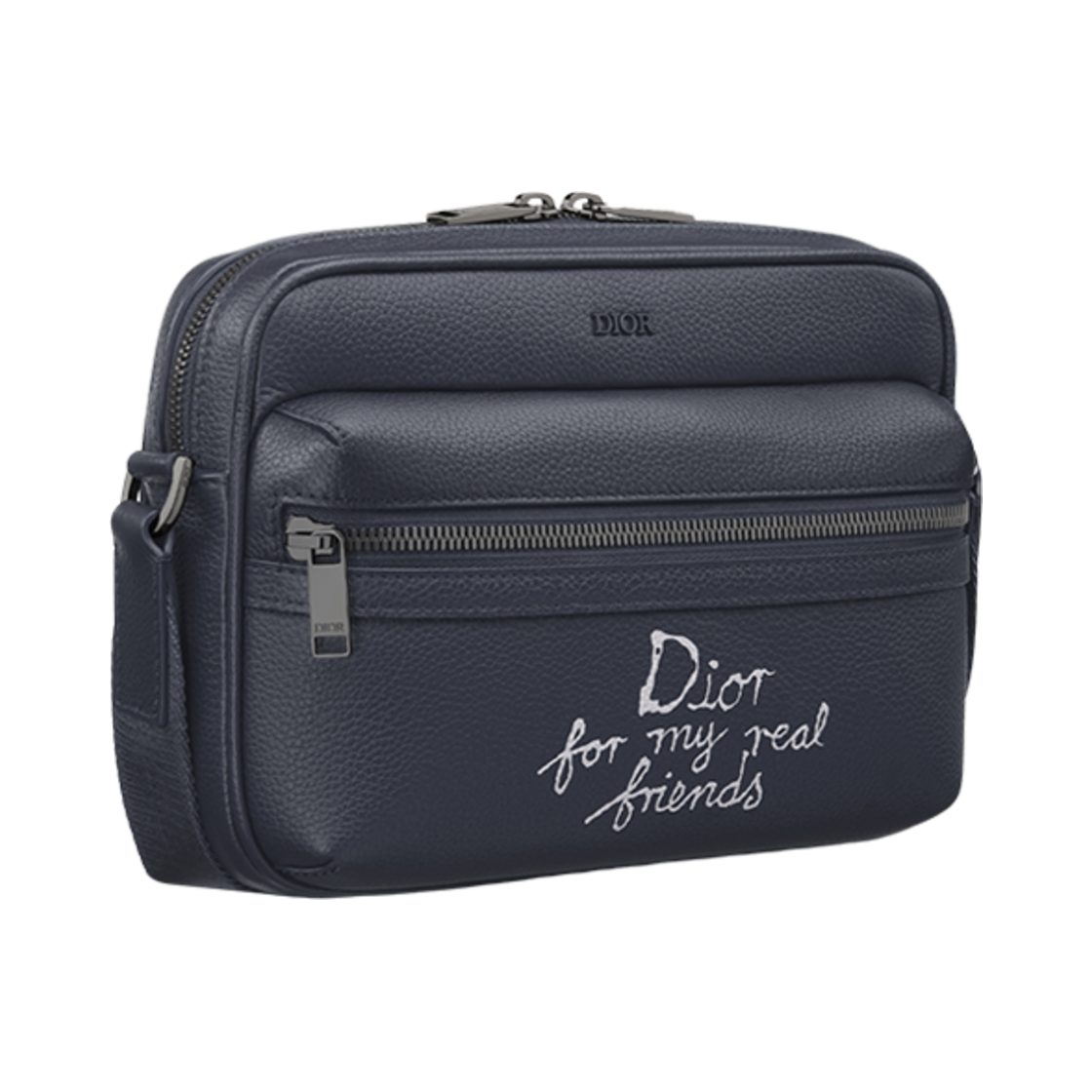 디올 x 하일톤 넬 라이더 2.0 집 메신저 백 그레인드 카프스킨 프린트 네이비 블루 화이트(Dior x Hylton Nel Rider 2.0 Zipped Messenger Bag Grained Calfskin with Print Navy Blue White) - 2