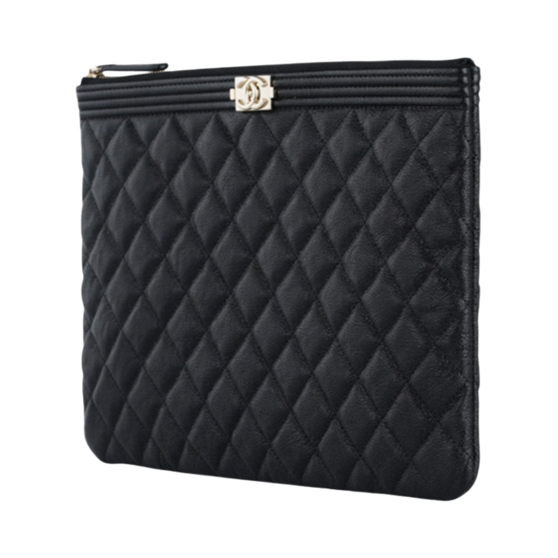 샤넬 보이 샤넬 미디움 클러치백 그레인드 카프스킨 & 골드 메탈 블랙(Chanel Medium Boy Chanel Pouch Grained Calfskin & Gold Black) - 2