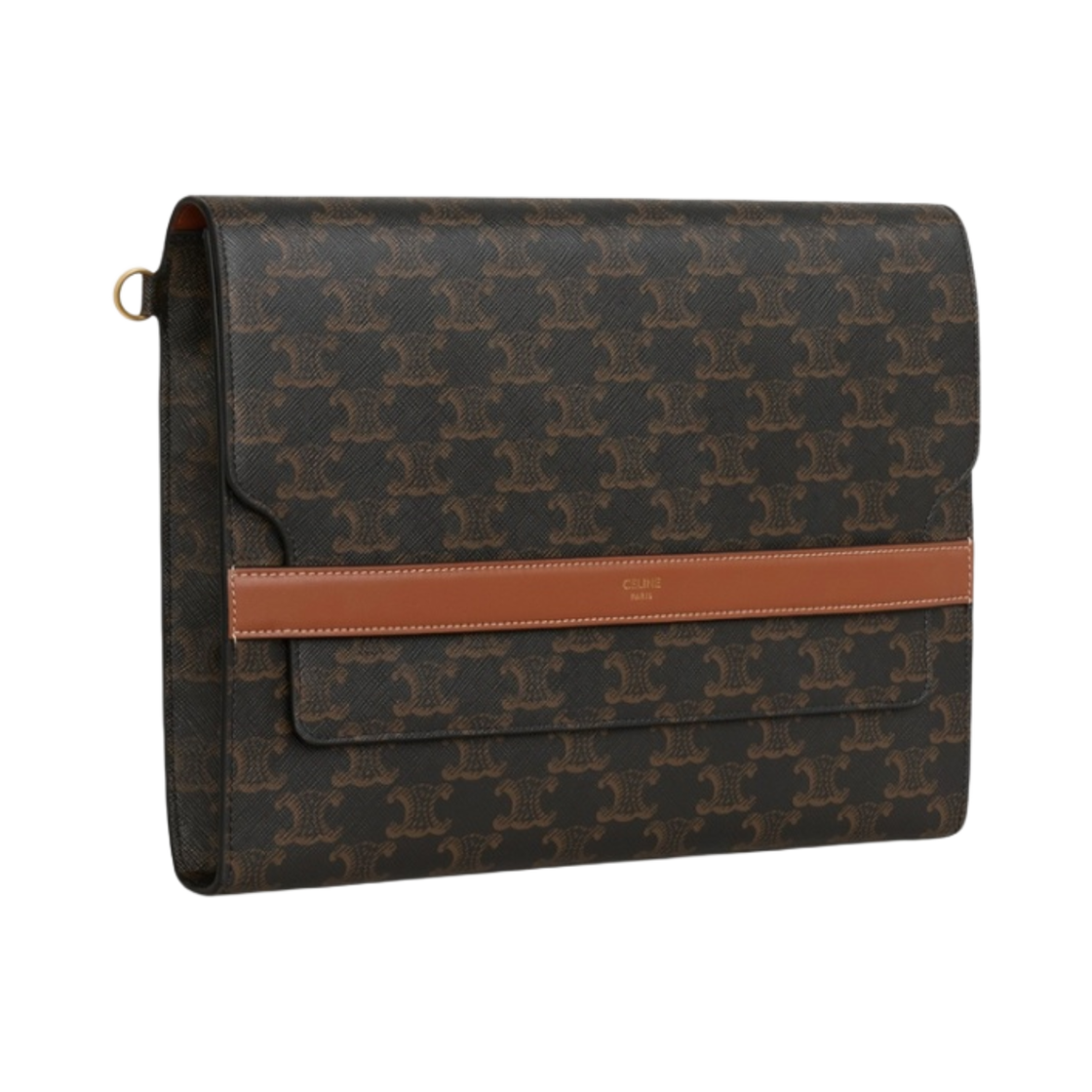 셀린느 트리옹프 캔버스 & 램스킨 플랩 파우치 탄(Celine Pouch with Flap in Triomphe Canvas and Lambskin Tan) - 2