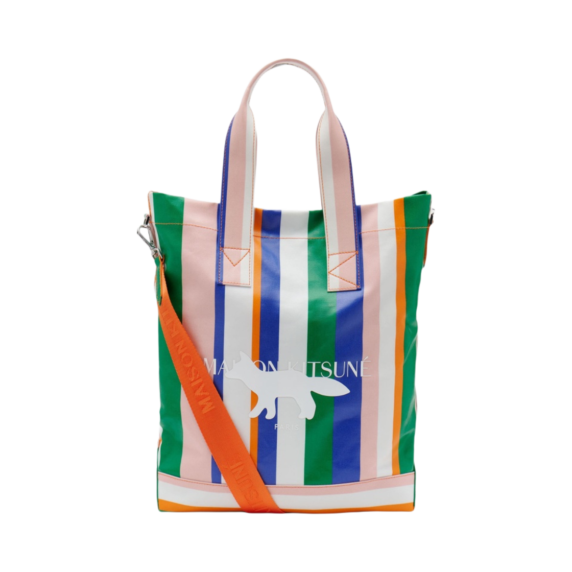 메종 키츠네 스트라이프 N/S 토트백 화이트 스트라이프(Maison Kitsune Stripes N/S Tote White Stripes) - 1