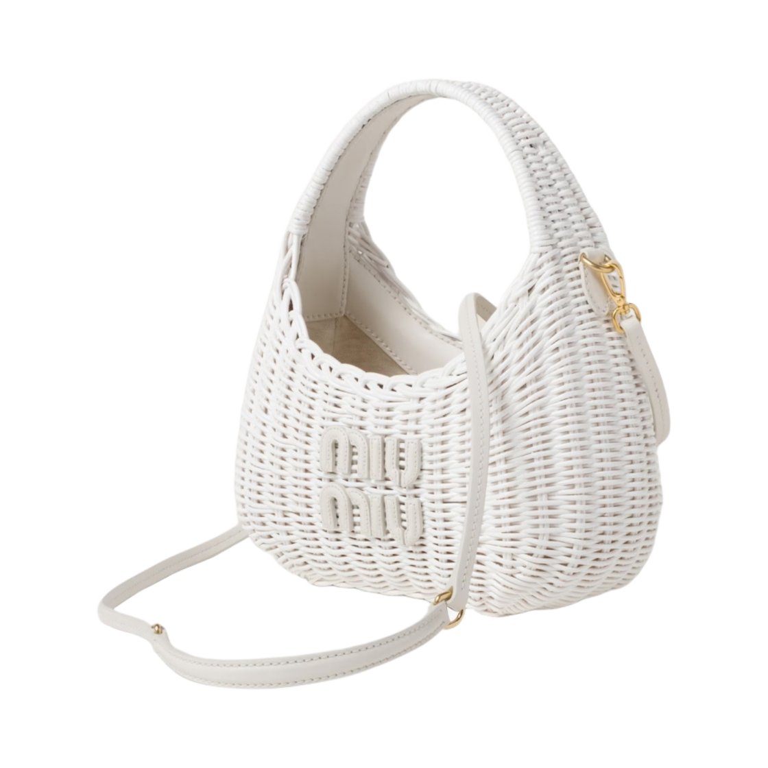 미우 미우 완더 위커 호보백 화이트(Miu Miu Wander Wicker Hobo bag White) - 2