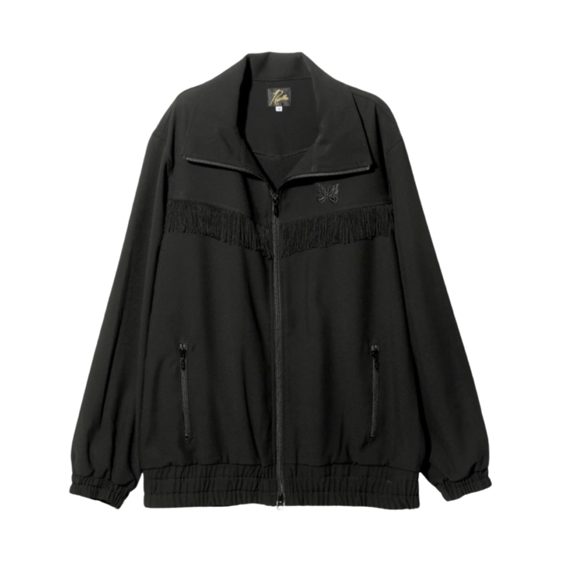 OT198 Needles Fringe Track Jacket Poly Kersey Black