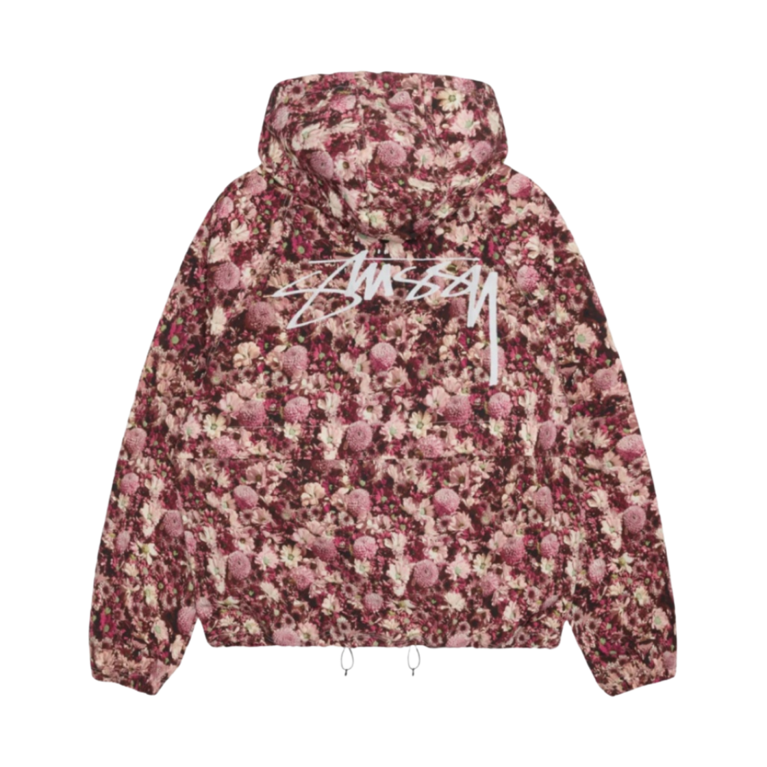 스투시 플로랄 나일론 비치 쉘 자켓 마룬 | Stussy | KREAM