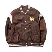 MLB Seoul Series Nylon Basic Shoulder Color Combination Varsity Jacket San Diego Padres Dark Brown
