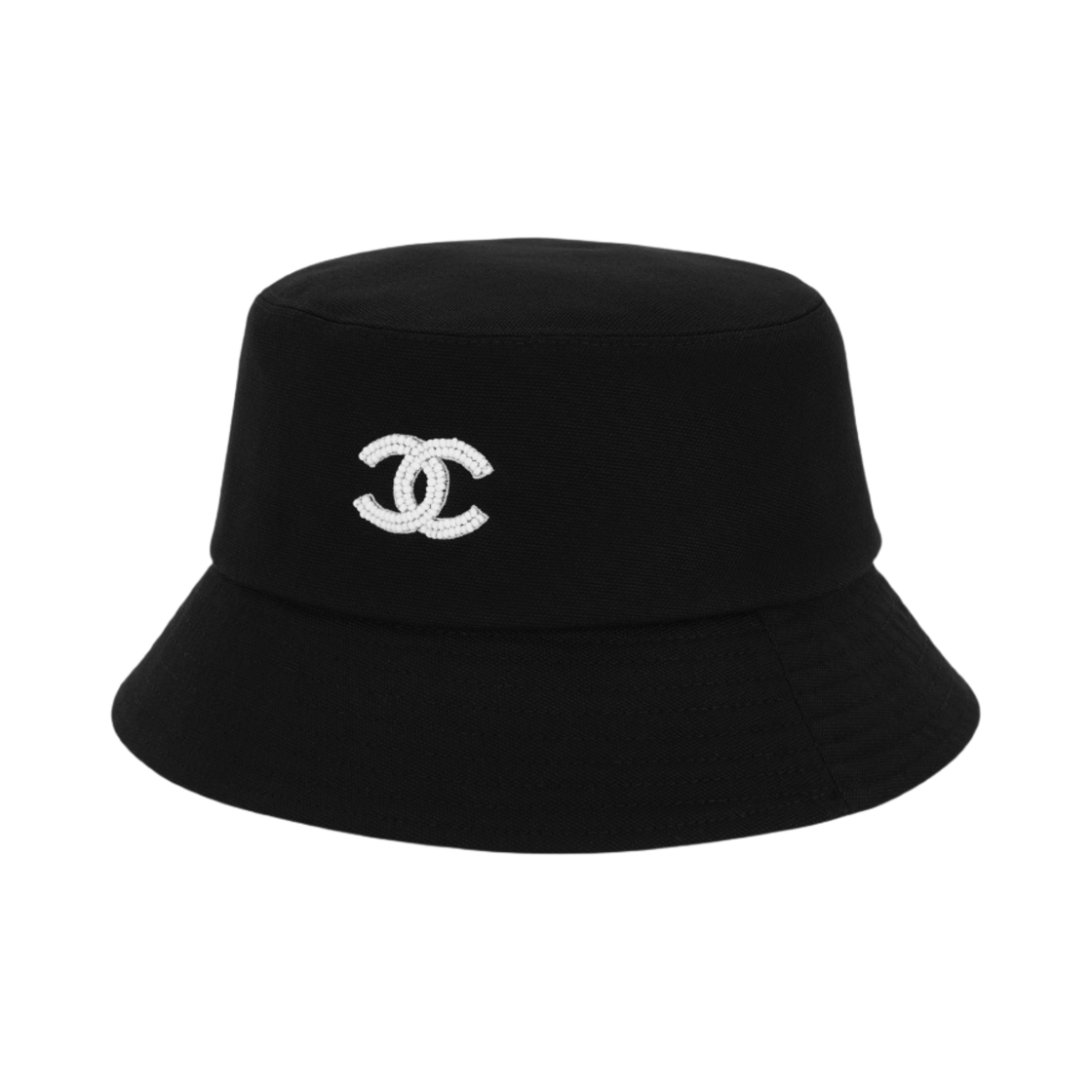 (W) 샤넬 버킷햇 코튼 글래스 펄 & 블랙((W) Chanel Bucket Hat Cotton Glass Pearls & Black)