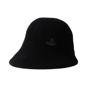 (W) Vivienne Westwood Line Orb Embroidery Basque Crochet Bucket Hat Black