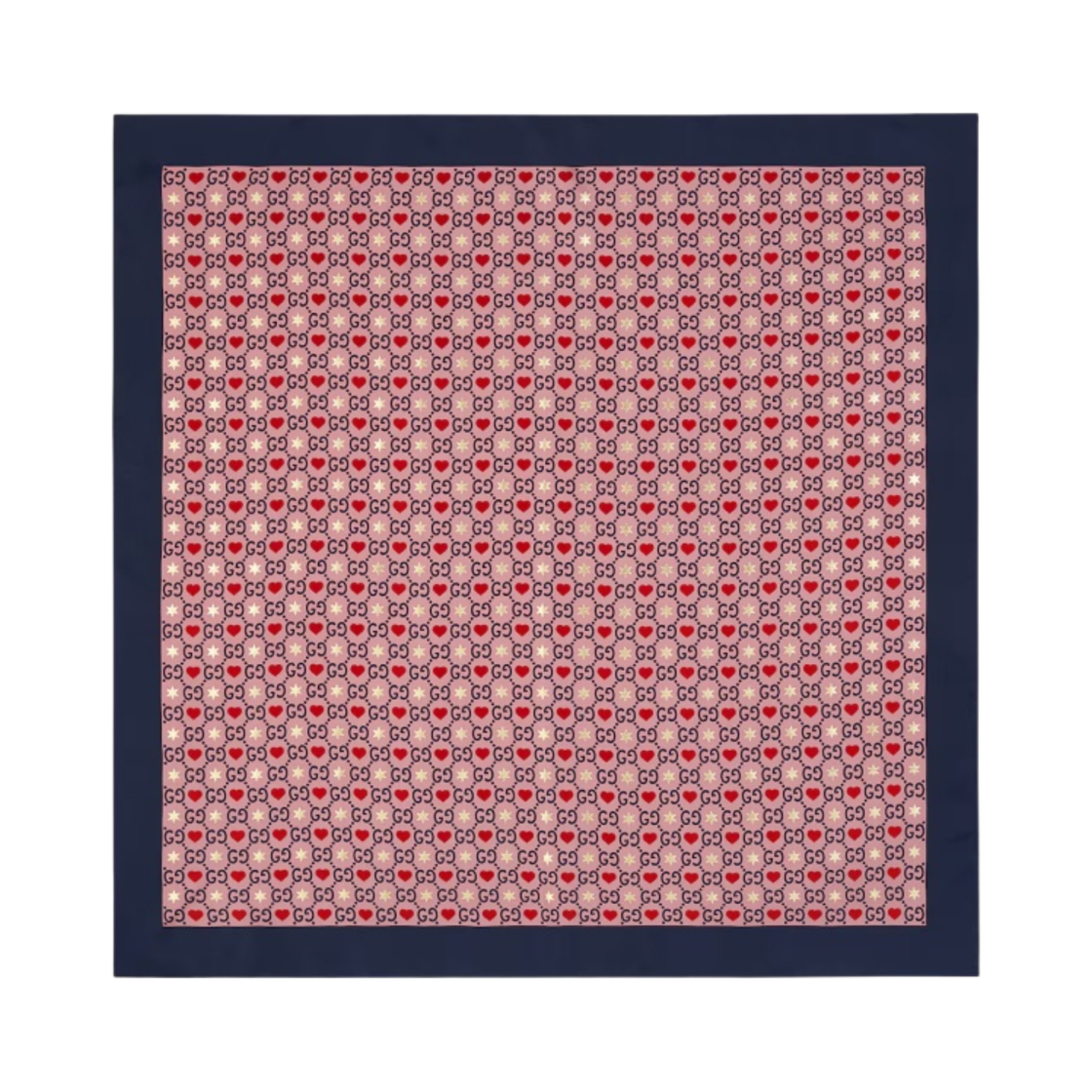 609895-3G001-5968 Gucci GG and Hearts Silk Scarf Blue Pink