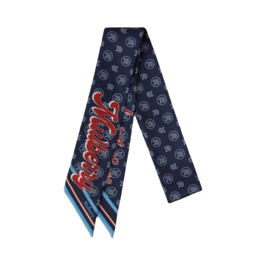 VS4808-050U902 (W) Mulberry Recycled Polyester From England With Love Skinny Scarf Night Sky Poplin Blue