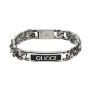 Gucci Logo Thin Enamel Bracelet Silver