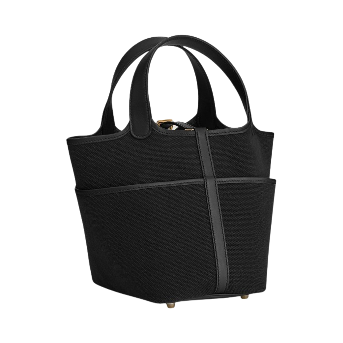 H083189CCAA Hermes Picotin Lock 18 Pocket Bag Goeland Canvas Swift & Gold Noir - #4
