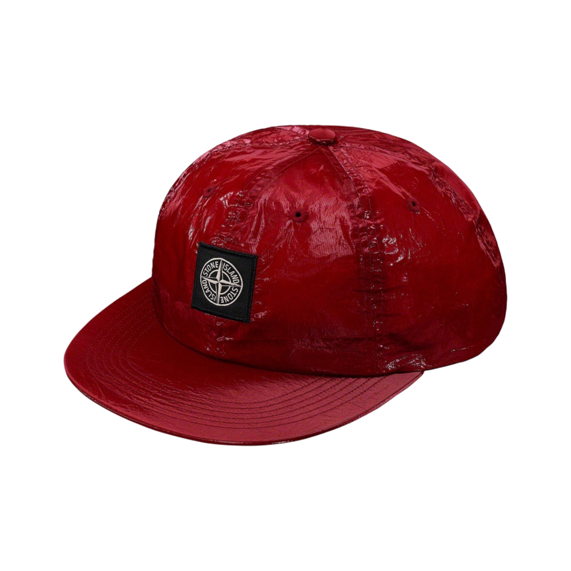 슈프림 x 스톤 아일랜드 뉴 실크 라이트 6-패널 캡 레드 - 19SS
