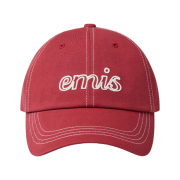 Emis Lettering Logo White Stitch Ball Cap Red