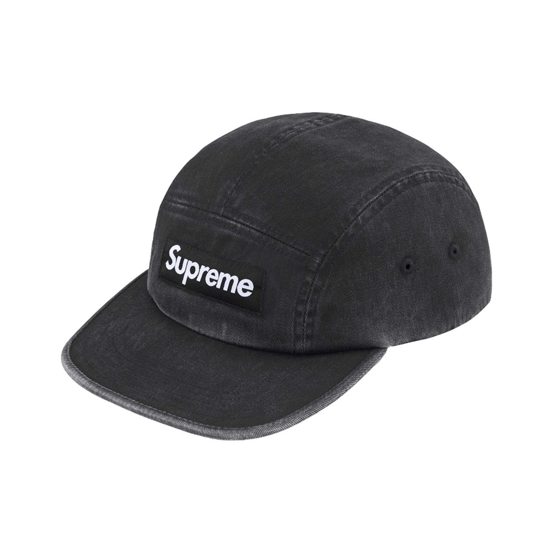 - Supreme Washed Chino Twill Camp Cap Black - 25SS