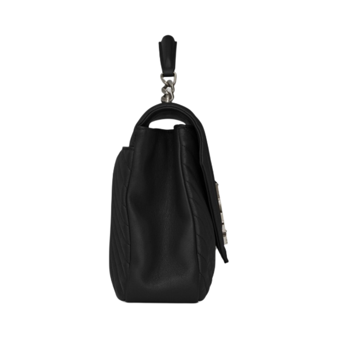 생로랑 퀼티드 레더 클래식 라지 컬리지 실버 체인백 블랙(Saint Laurent College Large Chain Bag in Quilted Leather Black) - 2