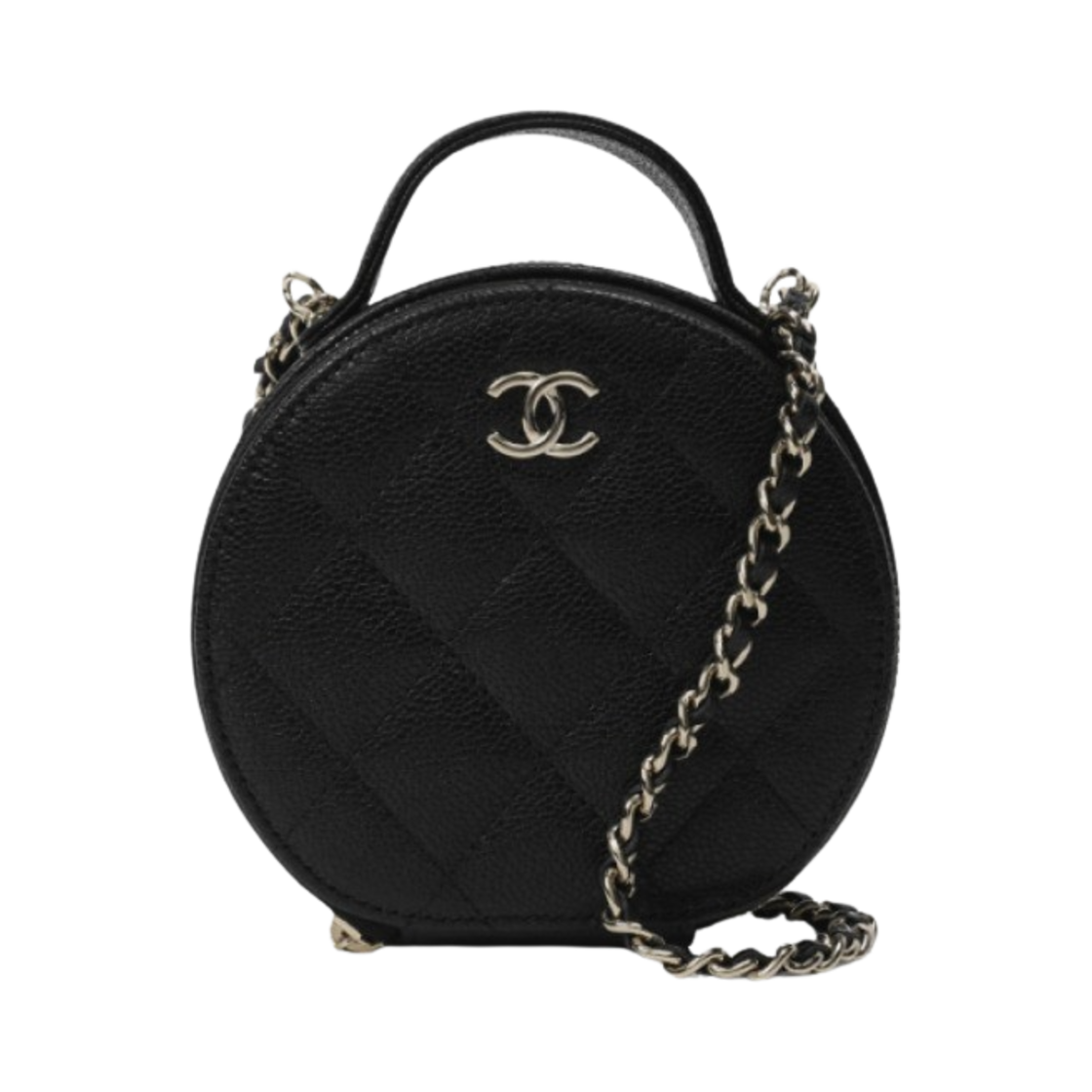 샤넬 스몰 체인 코스메틱 케이스 그레인드 카프스킨 & 골드 메탈 블랙